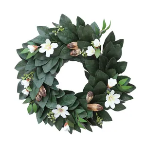 Guirnalda navideña de hojas de magnolia y eucalipto para decoración del hogar