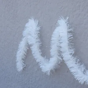 White Christmas tinsel garland with a pearlescent finish for festive holiday home decor