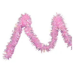 5m iridescent laser tinsel garland in pink purple for festive party decorations