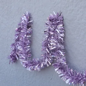 Metallic purple tinsel garland for Christmas and party venue decorations