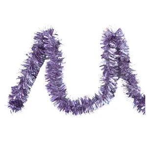 Light purple metallic Christmas tinsel garland for festive party and wedding decoration
