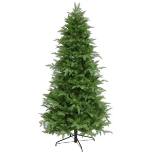 Artificial mixed leaf Christmas tree with lush green branches and a black metal stand