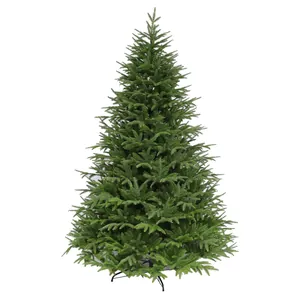 Realistic Green PE And PVC Artificial Christmas Tree With Foldable Metal Stand Dense Branches For Home Holiday Decoration