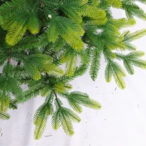 Realistic Norfolk Island Pine branch for Christmas decor with light green gradient needles