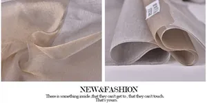 Detailed macro view showing the champagne silk organza fabric texture and subtle pearlescent shine
