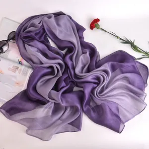 Pañuelo Degradado para Mujer Mezcla de Seda de Morera y Modal Ligero Elegante Protección Solar Chal Grande para Viaje Playa