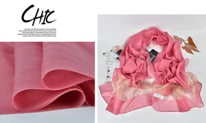Soft pink 100% silk organza scarf shawl shown in detail view and lifestyle layout