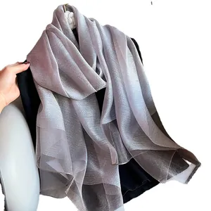 Elegant silver grey silk wool scarf with metallic shimmer for formal dress shawls