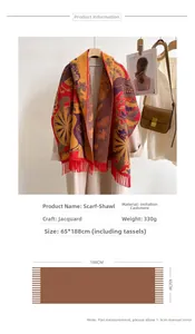 Vue détaillée des motifs jacquard floraux et des franges sur un châle style ethnique