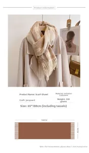 Close-up of thick houndstooth wool scarf detail with cashmere feel and fringed edges