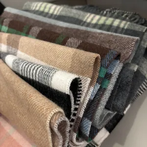 Klassieke Australische wollen sjaals met ruitpatroon en franjes in diverse kleuren