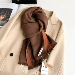 Unisex Solid Color Imitation Cashmere Scarf Autumn Winter Warm Large Shawl With Tassels Soft Viscose Polyester Wrap