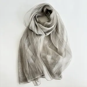 Elegant Mulberry Silk Pleated Scarf For Women Vintage French Style Lightweight Sun Protection Long Shawl Wrap For Vacation