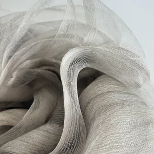 Elegant silk scarf with thin silver stripes and shimmering translucent mesh texture
