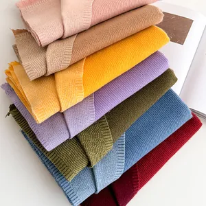 Solid cashmere-like winter scarves with fringes in various colors for men and women