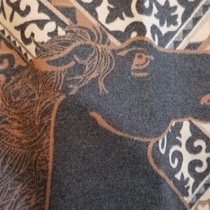 Detailed view of jacquard horse pattern on a premium imitation cashmere winter scarf