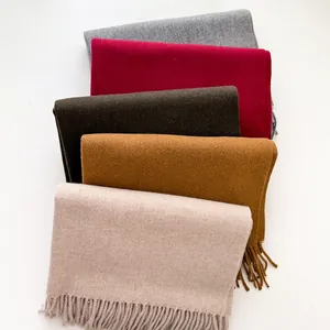 Classic Solid Color Wool Scarf Unisex Fashion Tassel Shawl Winter Warm Soft Wraps For Men Women Commuting Elegant Scarf