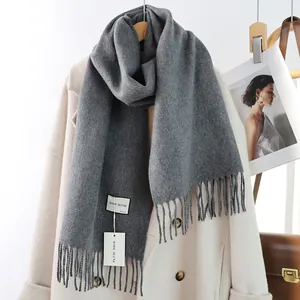 Klassischer Einfarbiger Wollmischung Schal Für Damen Herren Mode Fransen Quaste Schultertuch Doppelseitig Vielseitig Winter Warm Wrap