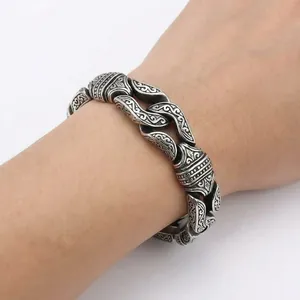 Vintage carved titanium steel chain bracelet for men with retro punk style