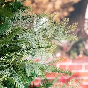 Realistic artificial pine needle branch with grey-green PE leaves for DIY Christmas wreaths