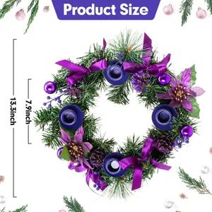 Dimensioni dettagliate della corona di Natale viola con diametro esterno di 13,3 pollici