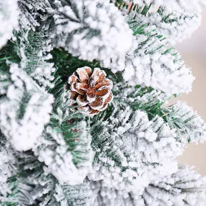 2.7m snowy Christmas garland with realistic green pine needles and natural pine cones
