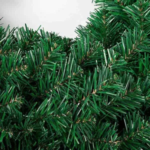 Close-up detail of realistic green PVC pine needle texture on Christmas wreath