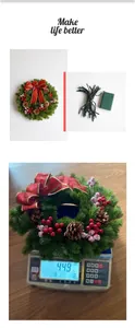 Detail of 40cm Christmas wreath with LED lights, pine cones and red berries for door decor