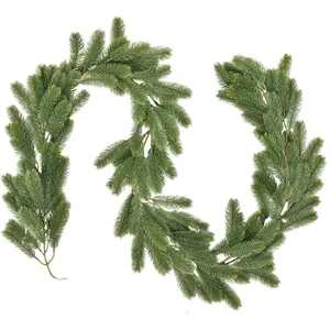 Artificial evergreen pine garland with realistic PE spruce needles for Christmas decor