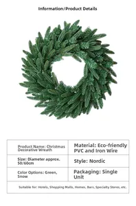 Diagramma tecnico per ghirlanda di Natale verde in PE da 50-60cm per decorazione porte