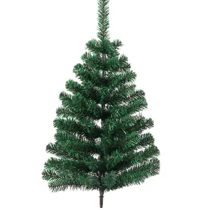 Detailed close-up of flame-retardant PVC Christmas tree with dense green branches