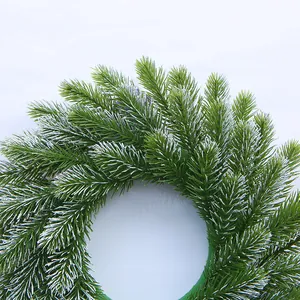 35cm artificial Christmas pine wreath with realistic snow flocked needles for holiday decor
