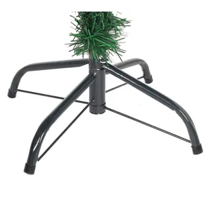 Detail of stable four-legged black metal stand with anti-slip caps for artificial Christmas tree