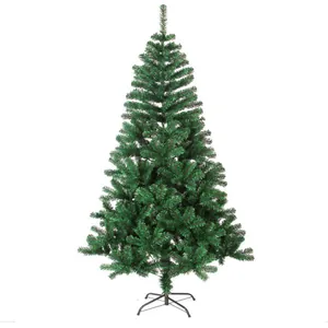 Classic Artificial Christmas Tree Dark Green Dense PVC Needles With Metal Base Flame Retardant Xmas Decoration For Home Hotel Mall Festival Decoration