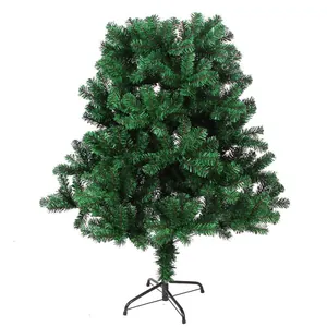 Lush 2.1m green flame-retardant PVC artificial Christmas tree with sturdy metal stand base