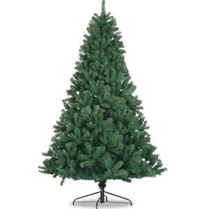 Lush 225cm artificial PVC Christmas tree with dense needles and sturdy metal stand