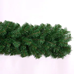 2.7m lifelike artificial Christmas garland with dense green PVC pine needles for DIY decor