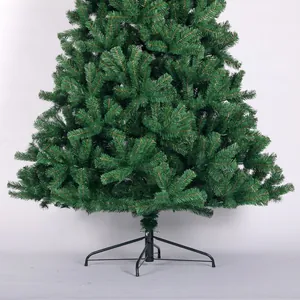 Green 225cm artificial Christmas tree with dense PVC needles and sturdy metal stand