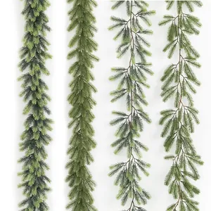 Realistic PE Pine Needle Christmas Garland Green Artificial Rattan Hanging Decoration For Door Fireplace Handmade Holiday Decor