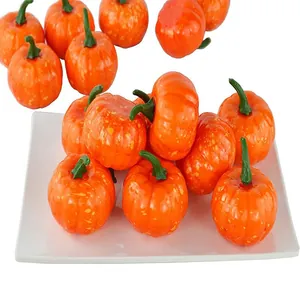 Vibrant orange artificial foam pumpkins with realistic texture for Halloween decoration