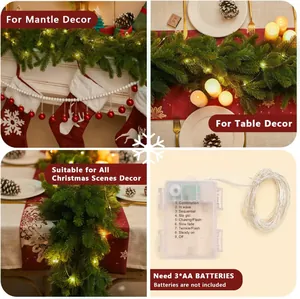 Artificial PE pine Christmas garland with LED lights for fireplace and table decor