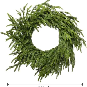 24 inch realistic artificial green pine Christmas wreath for holiday door decoration