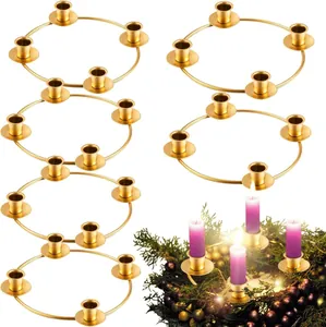 Kerstkrans Kaarsenhouder Met Metalen Houders Dennenappels Bessen Strikken Voor Vakantie Tafelstuk Thuis Decoratie