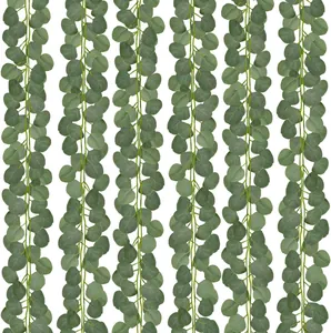 Artificial Eucalyptus Garland Green Faux Eucalyptus Leaves Rattan For Wedding Party Table Fireplace Home Decor Hanging Vines