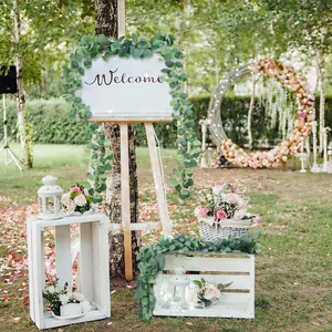 Artificial eucalyptus garland with grey-green leaves for wedding and fireplace decor