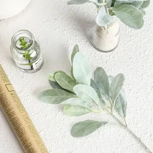 Tiges d'oreilles d'agneau artificielles avec feuilles douces pour décor floral de mariage