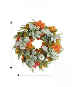 Detailed size specifications for a 45cm autumn wreath with pumpkins and maple leaves