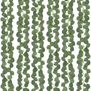 Artificial eucalyptus garland vines for wedding decor with natural grey-green leaves