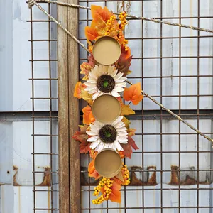 Chandelier de Centre de Table pour Action de Grâce Avec Plateaux Métalliques Tournesol Feuille Érable Citrouille Décoration Table