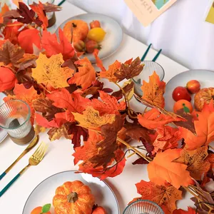 Guirnalda de hojas de arce otoñales para decoración de Acción de Gracias y Halloween
